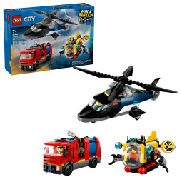LEGO City 60462 : Hélicoptère, camion de pompiers et sous-marin modulable