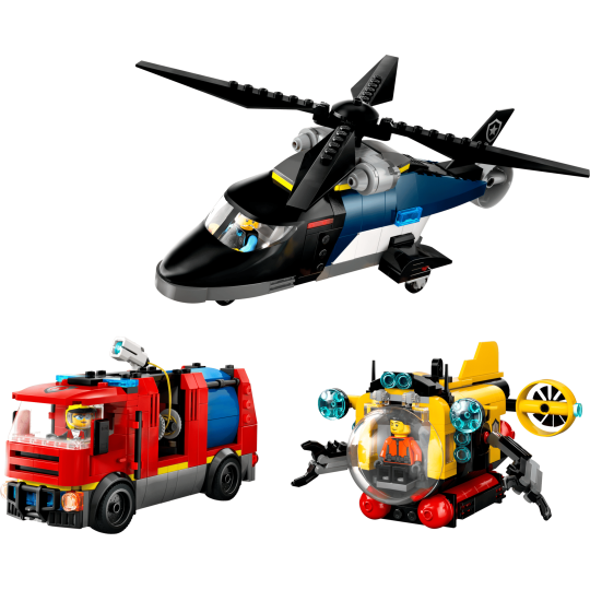 LEGO City 60462 : Hélicoptère, camion de pompiers et sous-marin modulable