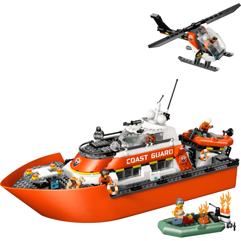 LEGO City 60504 : Le bateau de sauvetage et l’hélicoptère des garde-côtes