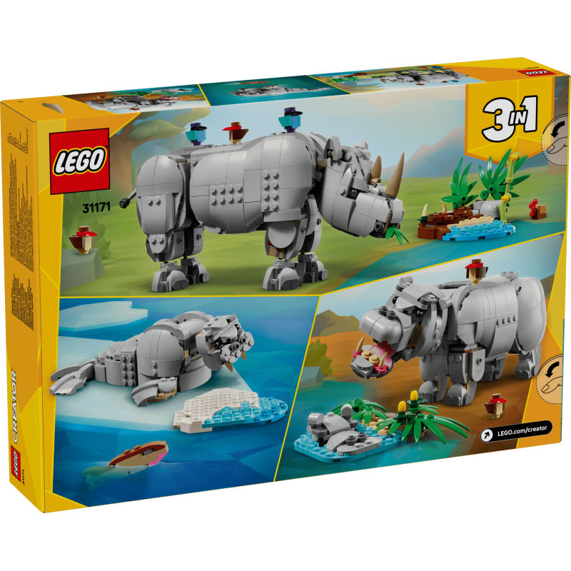 LEGO Creator 31171 : Animaux sauvages : le rhinocéros majestueux et les oiseaux