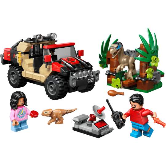 LEGO Jurassic World 76972 : Le vélociraptor et l’évasion en 4x4
