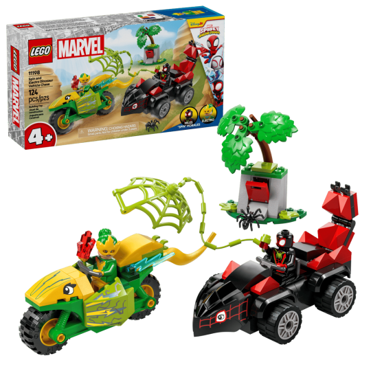 LEGO Marvel 11198 : Course-poursuite entre Spin et Electro en dino-véhicules