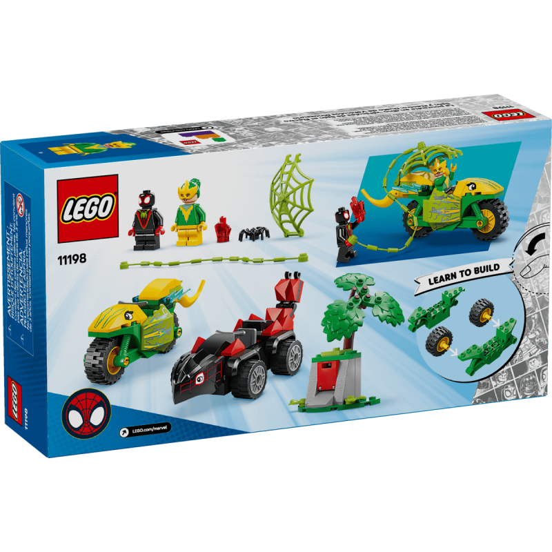 LEGO Marvel 11198 : Course-poursuite entre Spin et Electro en dino-véhicules