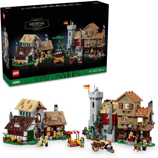 LEGO Icons 10332 La Place de la Ville Médiévale – Set de Collection Adulte